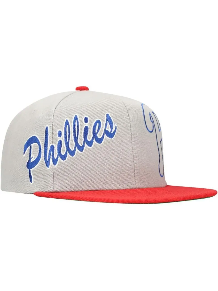 Mitchell & Ness Мужская серая бейсболка Philadelphia Phillies Knock Out Panel Snapback — изображение 3 из 4, серый