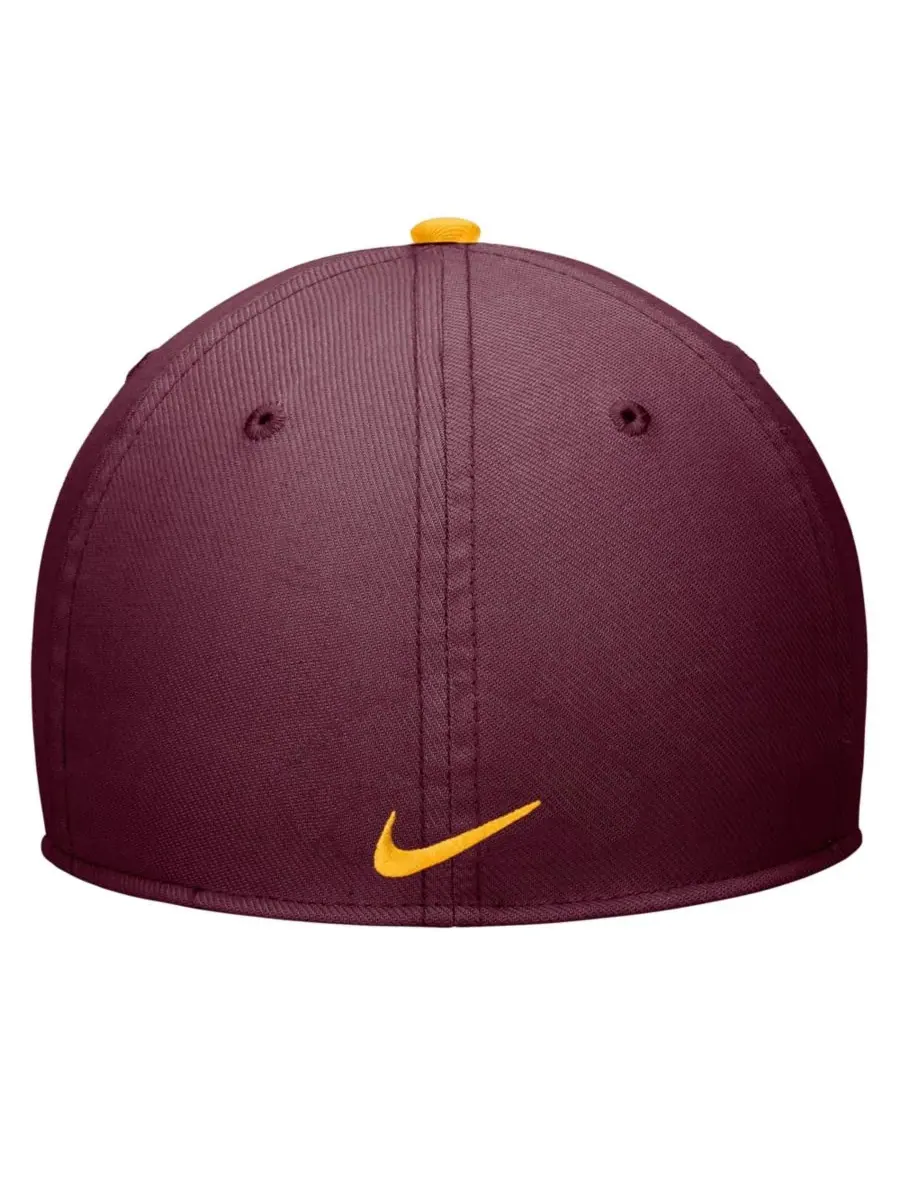 Nike Мужская бордовая бейсболка Minnesota Golden Gophers Rise Performance Flex Hat — изображение 2 из 5, коричневый