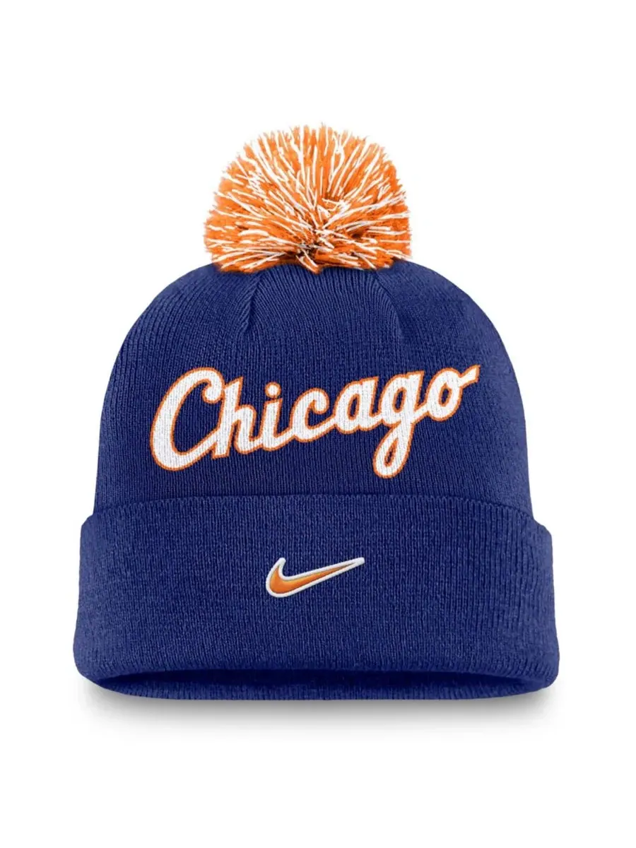 Шапка с отворотом с помпоном Chicago White Sox Peak Cuffed Knit Hat Nike — изображение 2 из 2, королевский