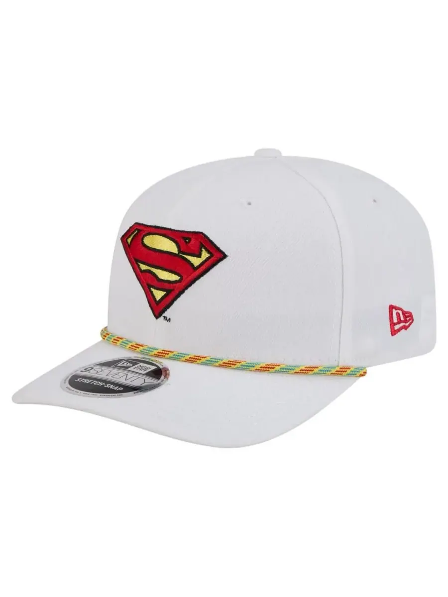 New Era Мужская белая кепка Superman Rope 9SEVENTY с регулируемой застежкой-липучкой — изображение 1 из 4, белый