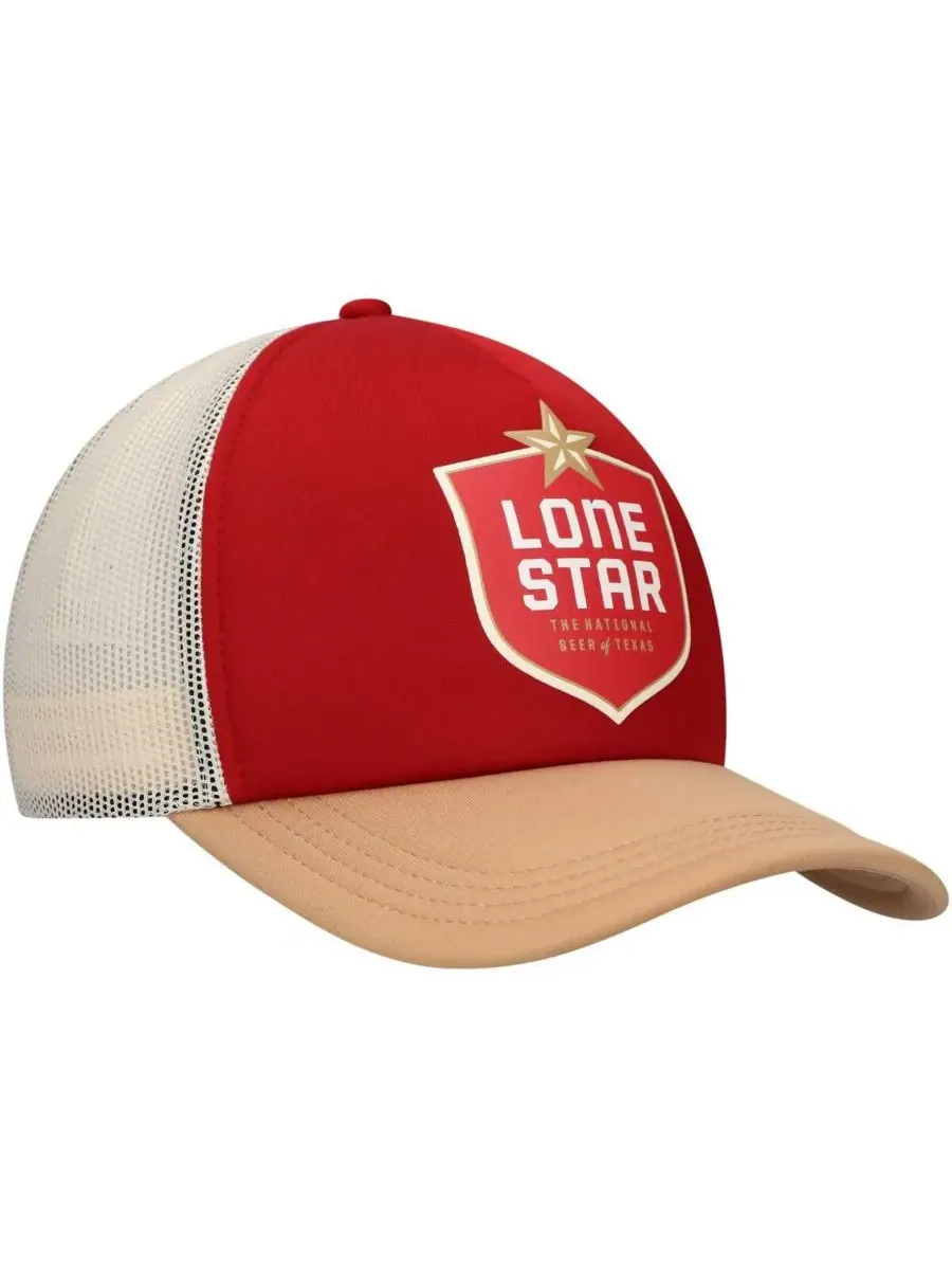 Lids Мужская регулируемая кепка-тракер Lone Star Beer Foam — изображение 3 из 4, красный бежевый