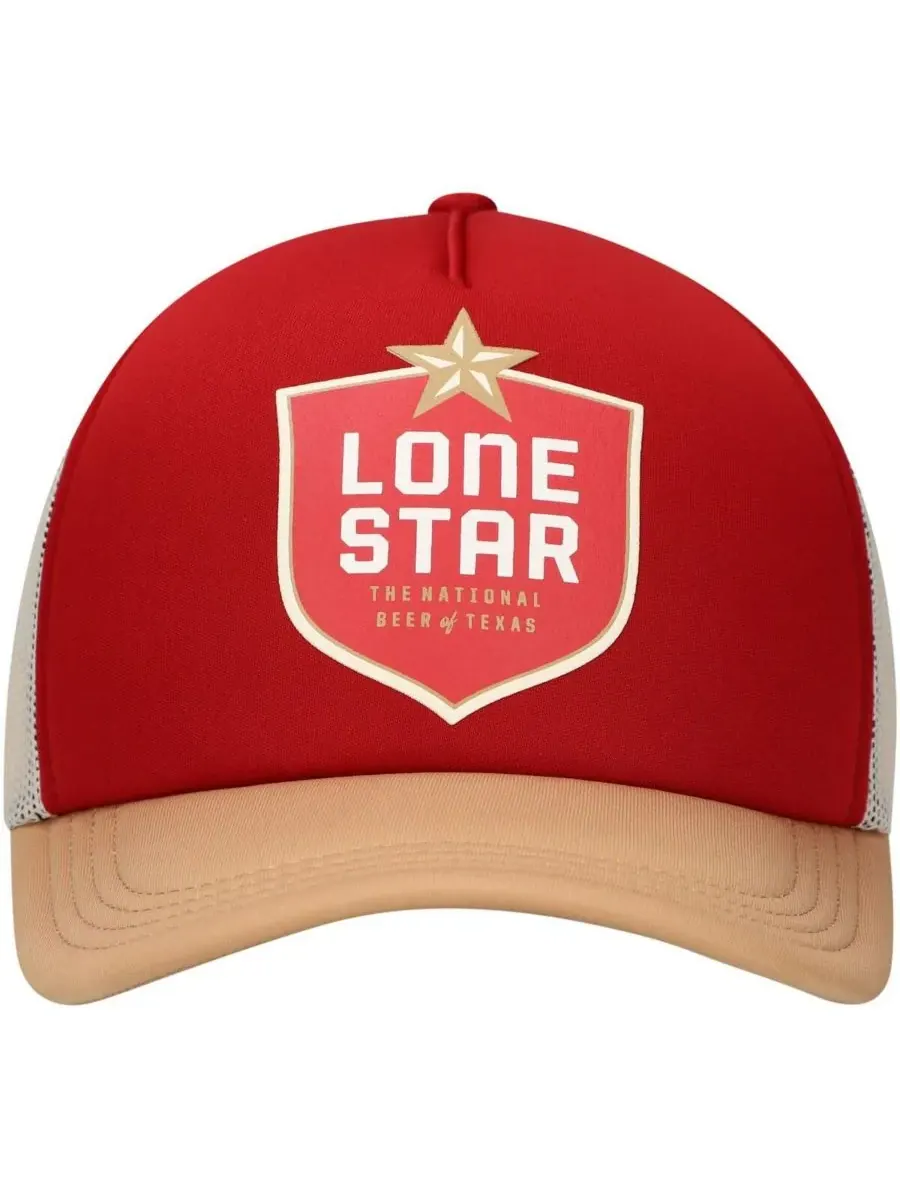 Lids Мужская регулируемая кепка-тракер Lone Star Beer Foam — изображение 4 из 4, красный бежевый