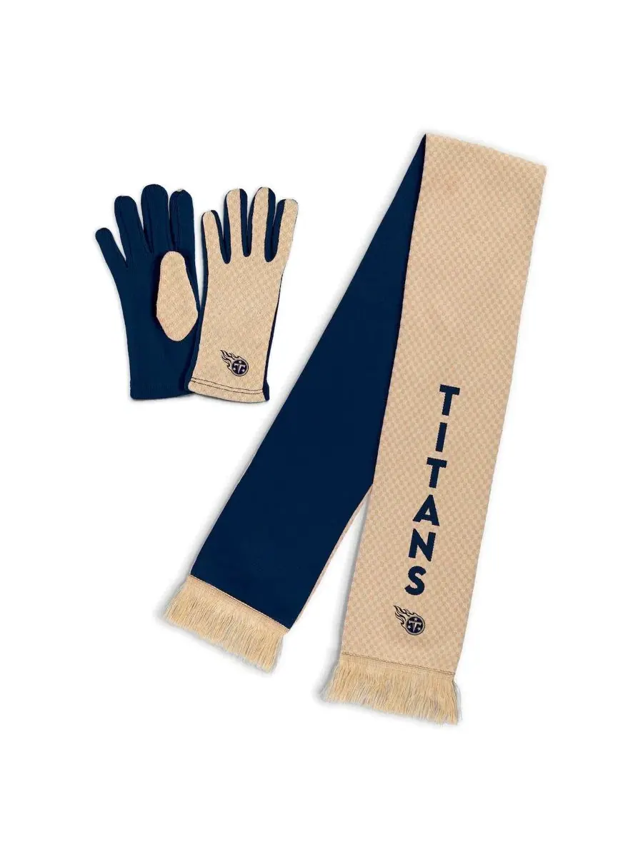 Комплект шарфа и перчаток с принтом Tennessee Titans Tonal Microcheck WEAR by Erin Andrews — изображение 1 из 3, бежевый