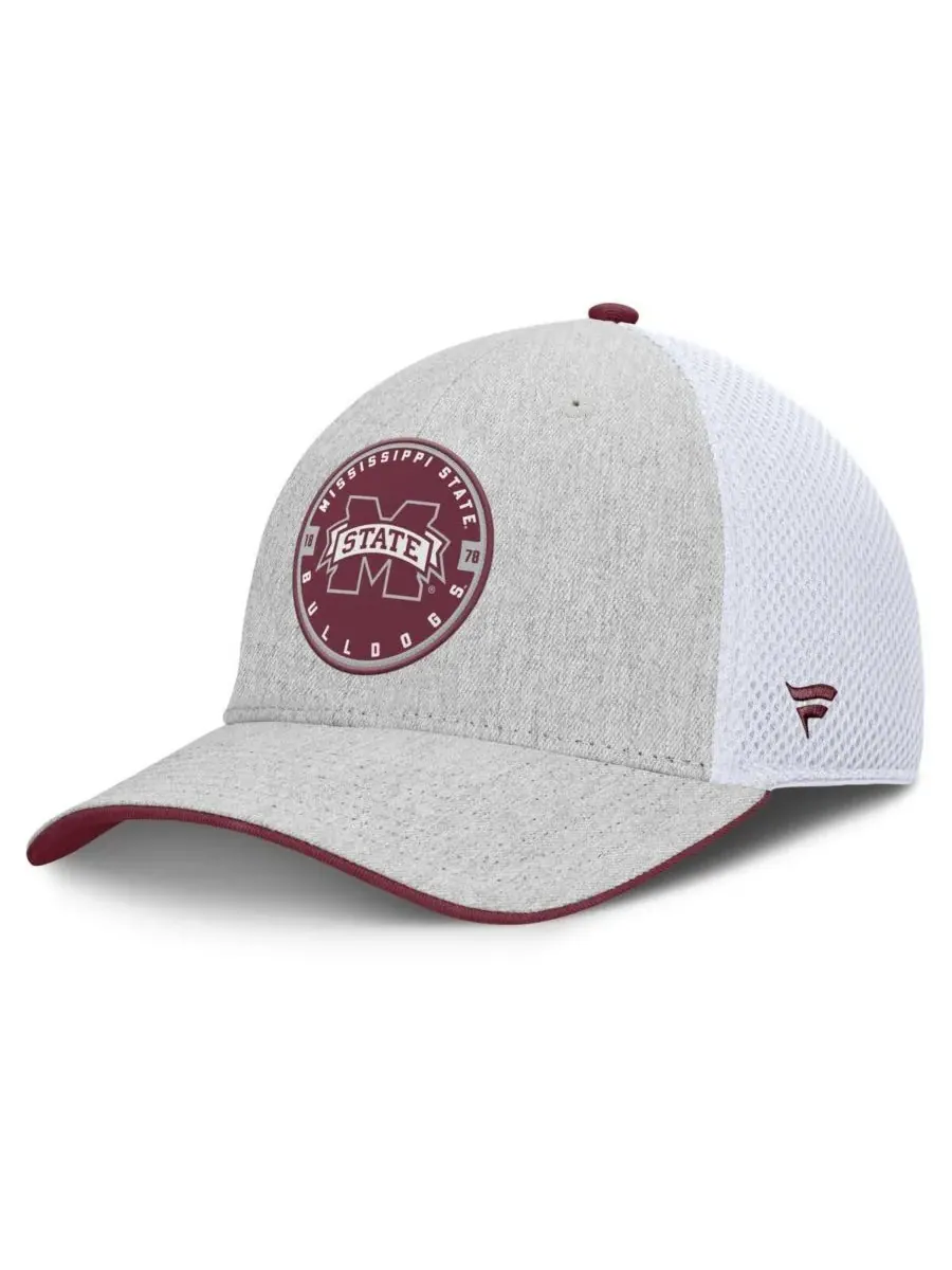 Fanatics Мужская кепка Trigger Flex цвета светло-серый/белый с символикой команды Mississippi State — изображение 1 из 4