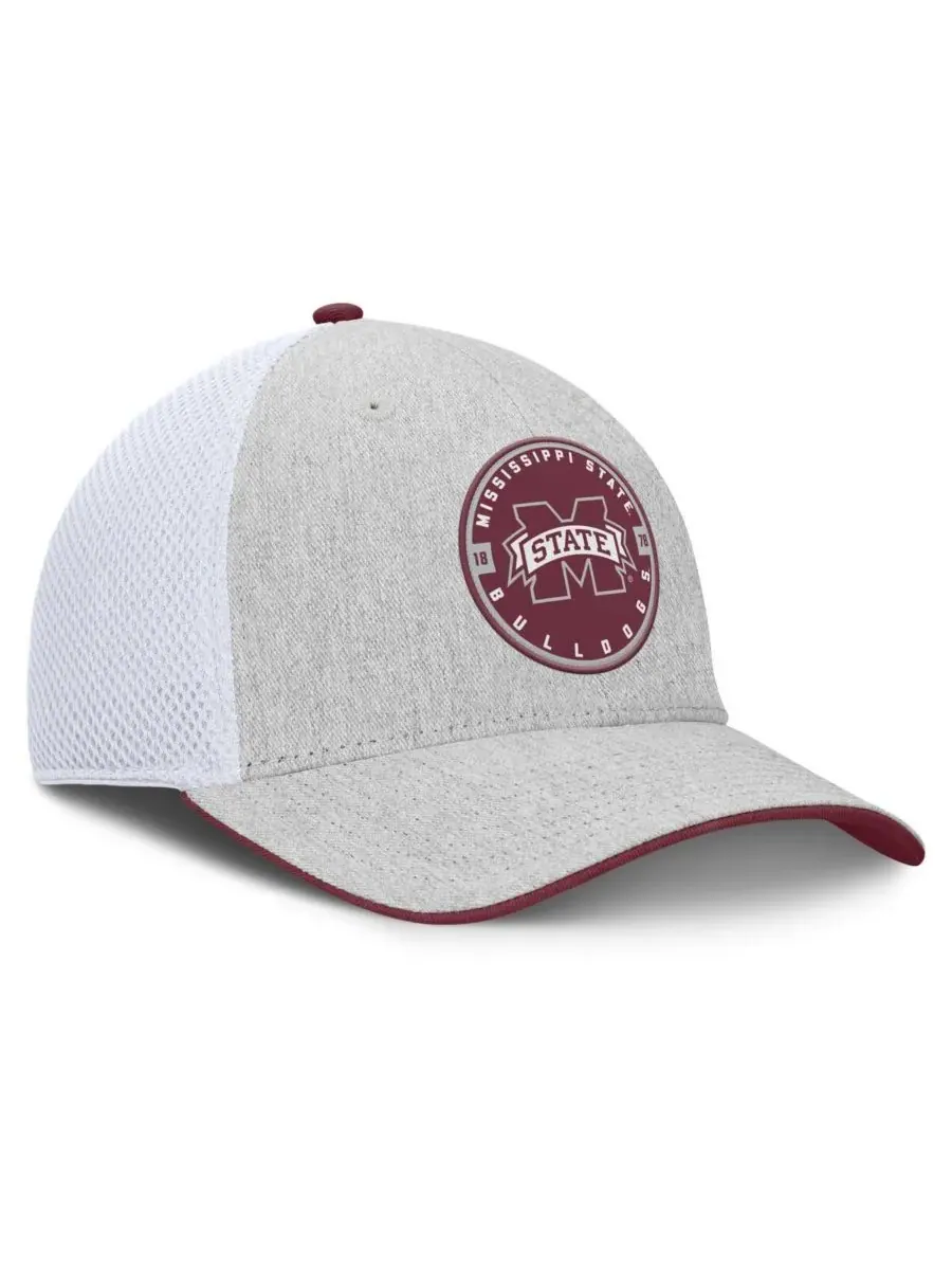 Fanatics Мужская кепка Trigger Flex цвета светло-серый/белый с символикой команды Mississippi State — изображение 3 из 4