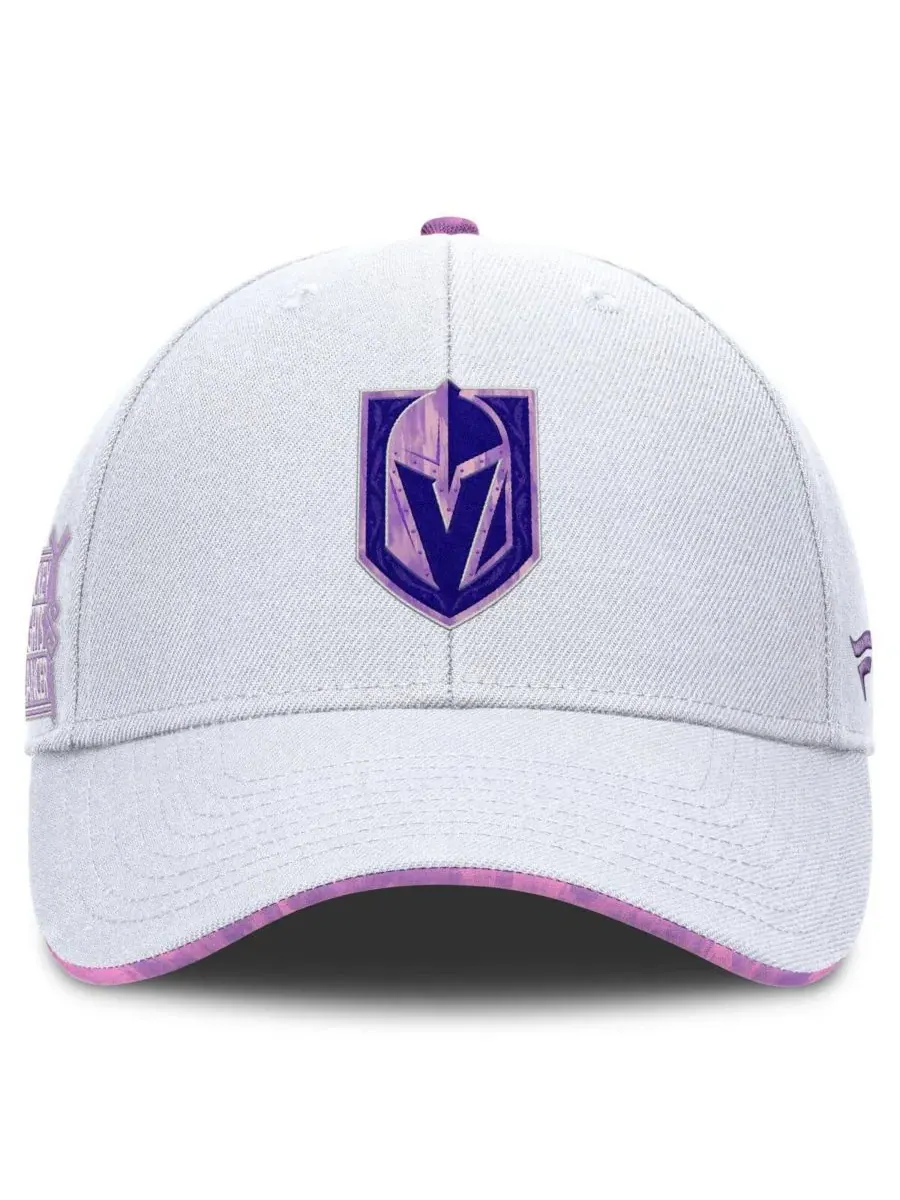 Fanatics Мужская белая регулируемая кепка Vegas Golden Knights Authentic Pro Hockey Fights Cancer — изображение 2 из 4, белый