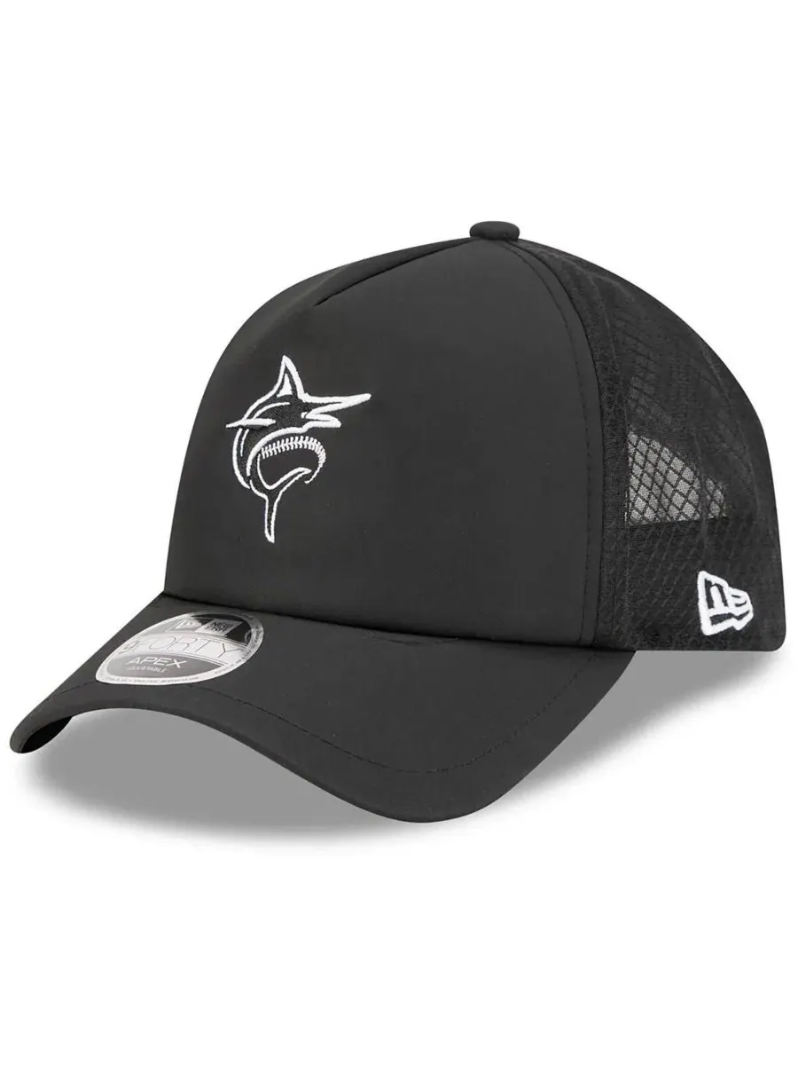 Бейсболка New Era 9FORTY APEX с вышитым логотипом Miami Marlins — изображение 1 из 4, черный