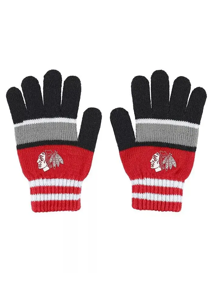 Женский комплект из перчаток и шарфа в полоску Chicago Blackhawks Wear By Erin Andrews — изображение 2 из 3, красный черный