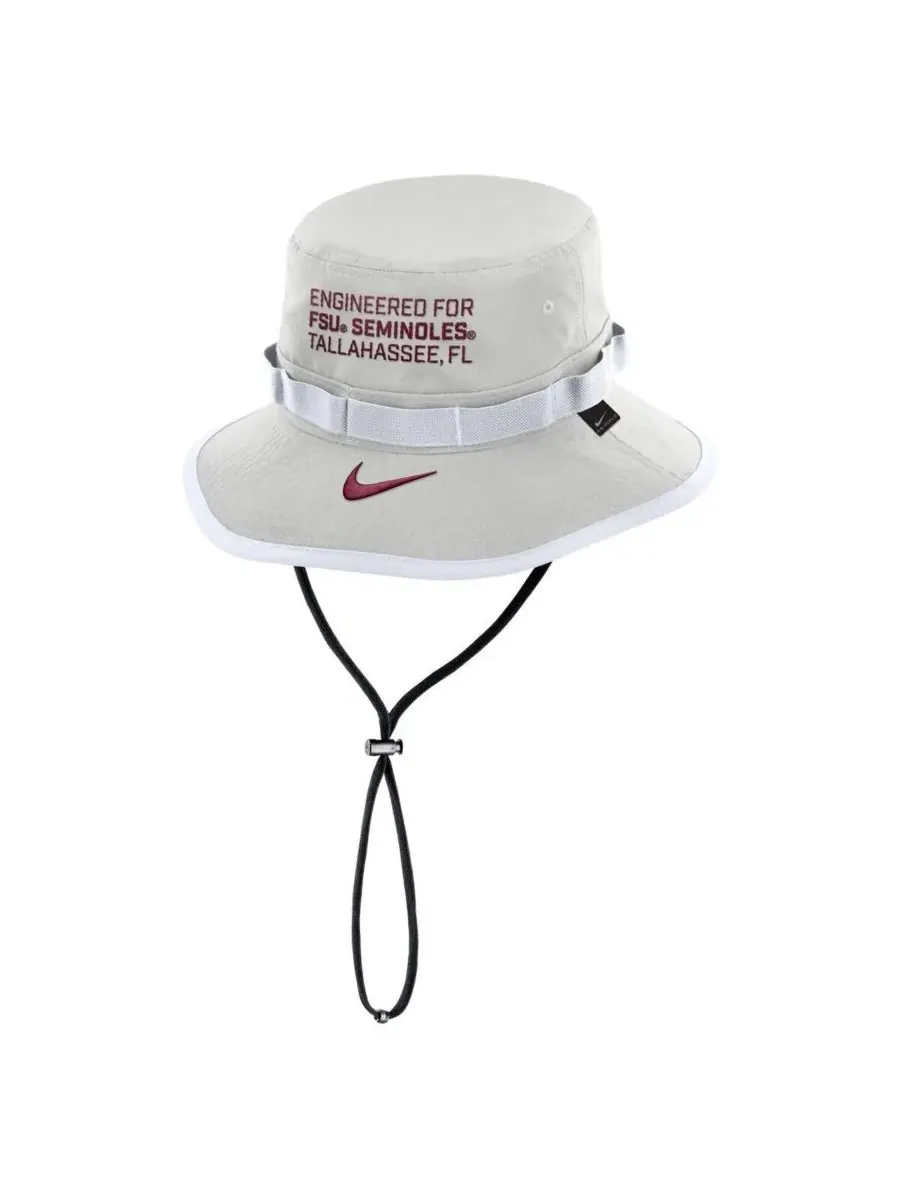 Nike Мужская серая панама Florida State Seminoles 2025 Sideline Apex Boonie Bucket Hat — изображение 2 из 2, серый