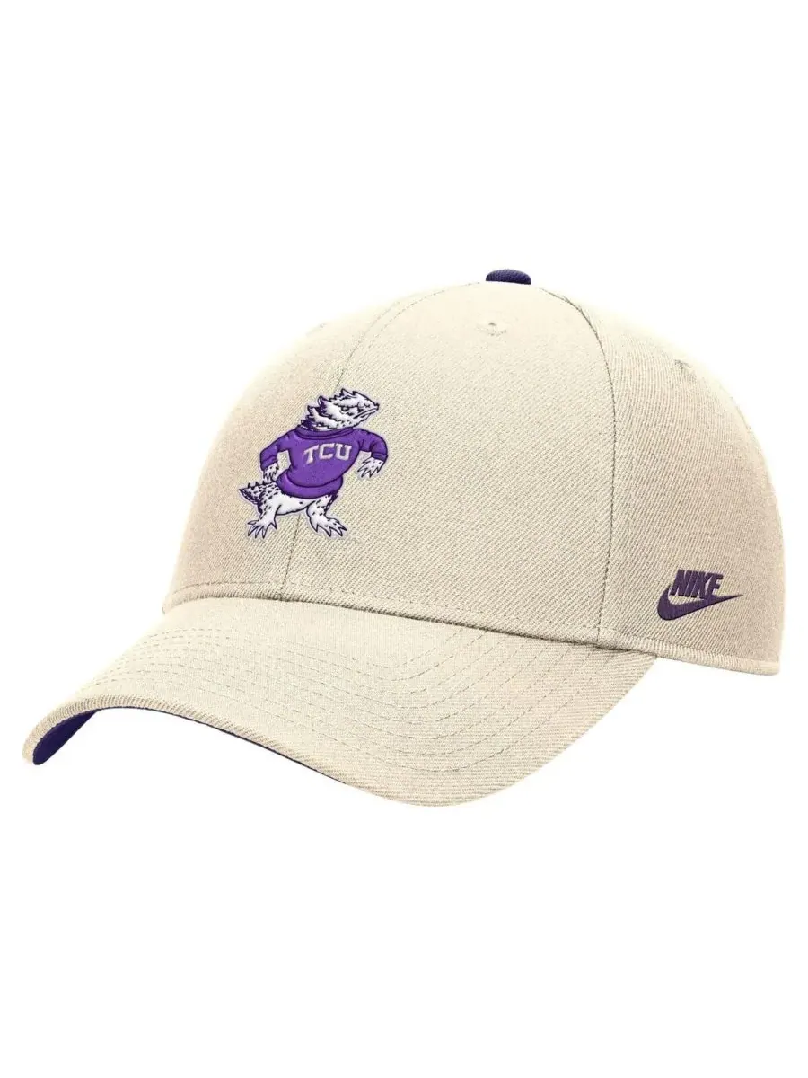 Мужская кепка Natural TCU Horned Frogs Vintage Rise Dri-FIT с регулируемой застежкой Nike — изображение 1 из 2, прозрачный