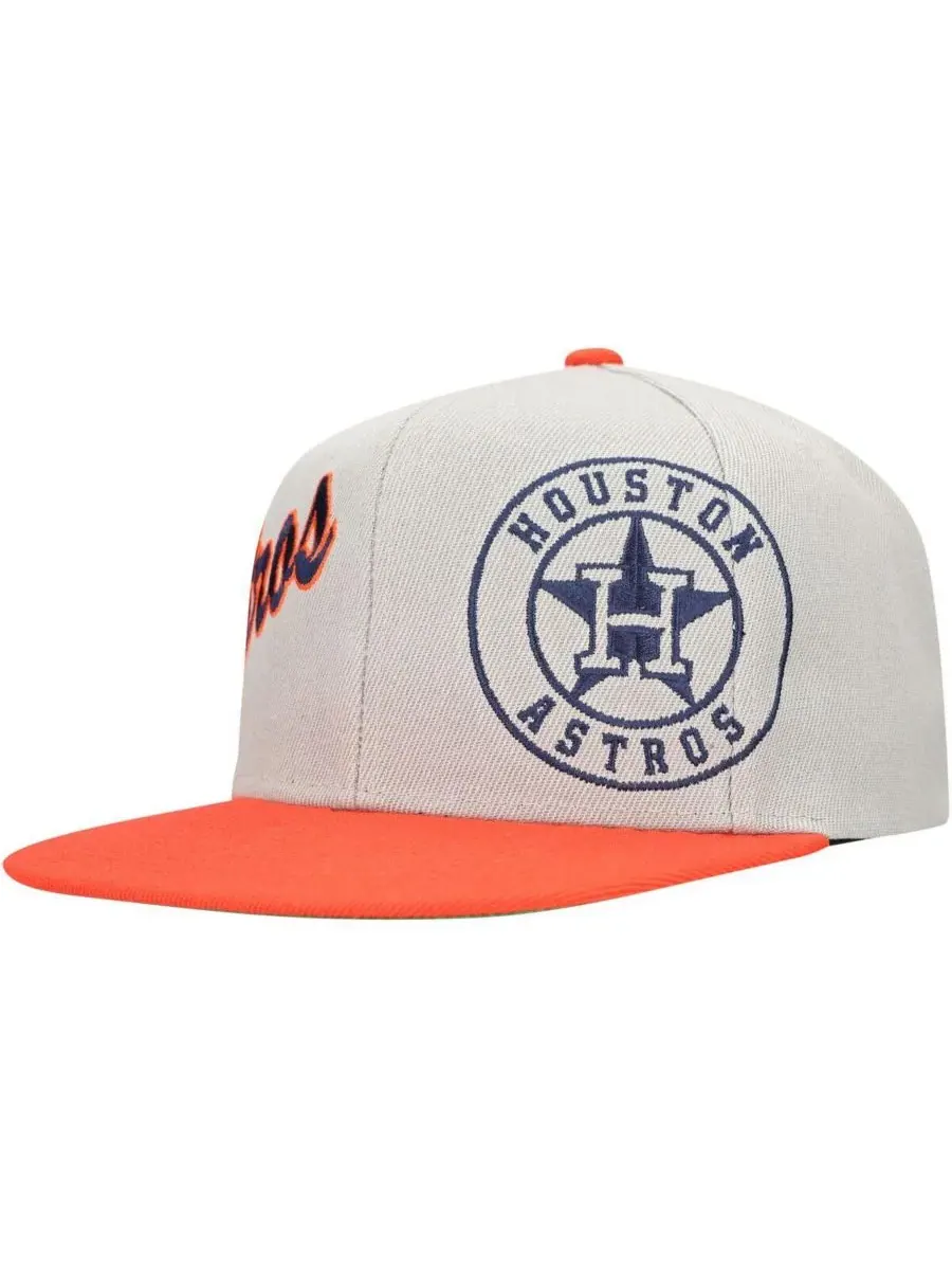 Mitchell & Ness Мужская серо-оранжевая бейсболка Houston Astros Knock Out Panel Snapback — изображение 1 из 4