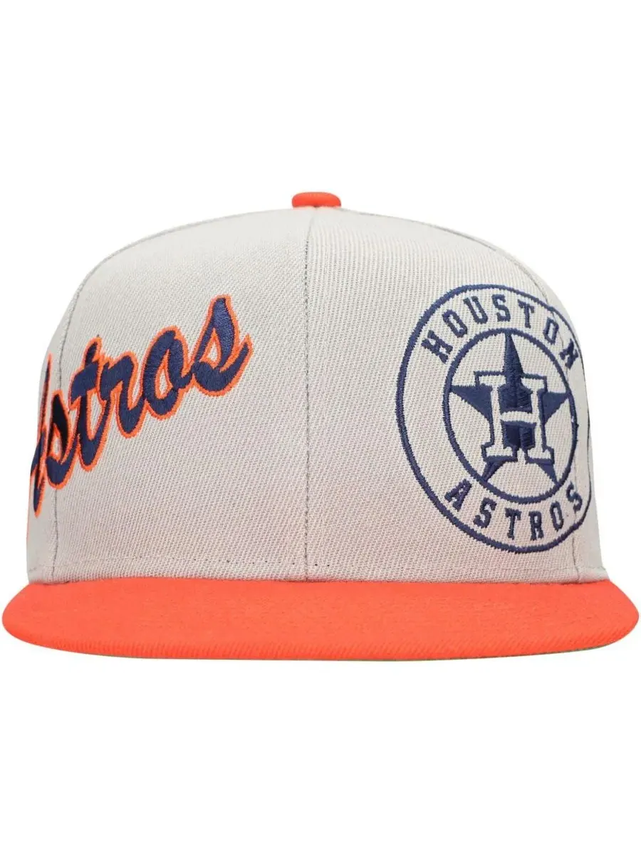 Mitchell & Ness Мужская серо-оранжевая бейсболка Houston Astros Knock Out Panel Snapback — изображение 2 из 4