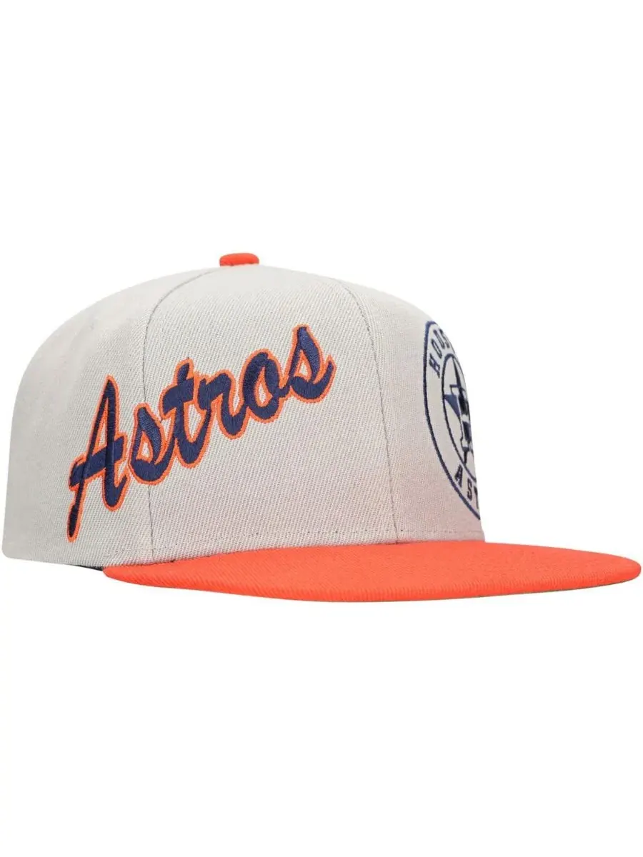 Mitchell & Ness Мужская серо-оранжевая бейсболка Houston Astros Knock Out Panel Snapback — изображение 3 из 4