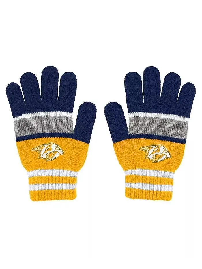 Женский комплект перчаток и шарфа в полоску Nashville Predators Wear By Erin Andrews — изображение 2 из 3, темно-синий желтый