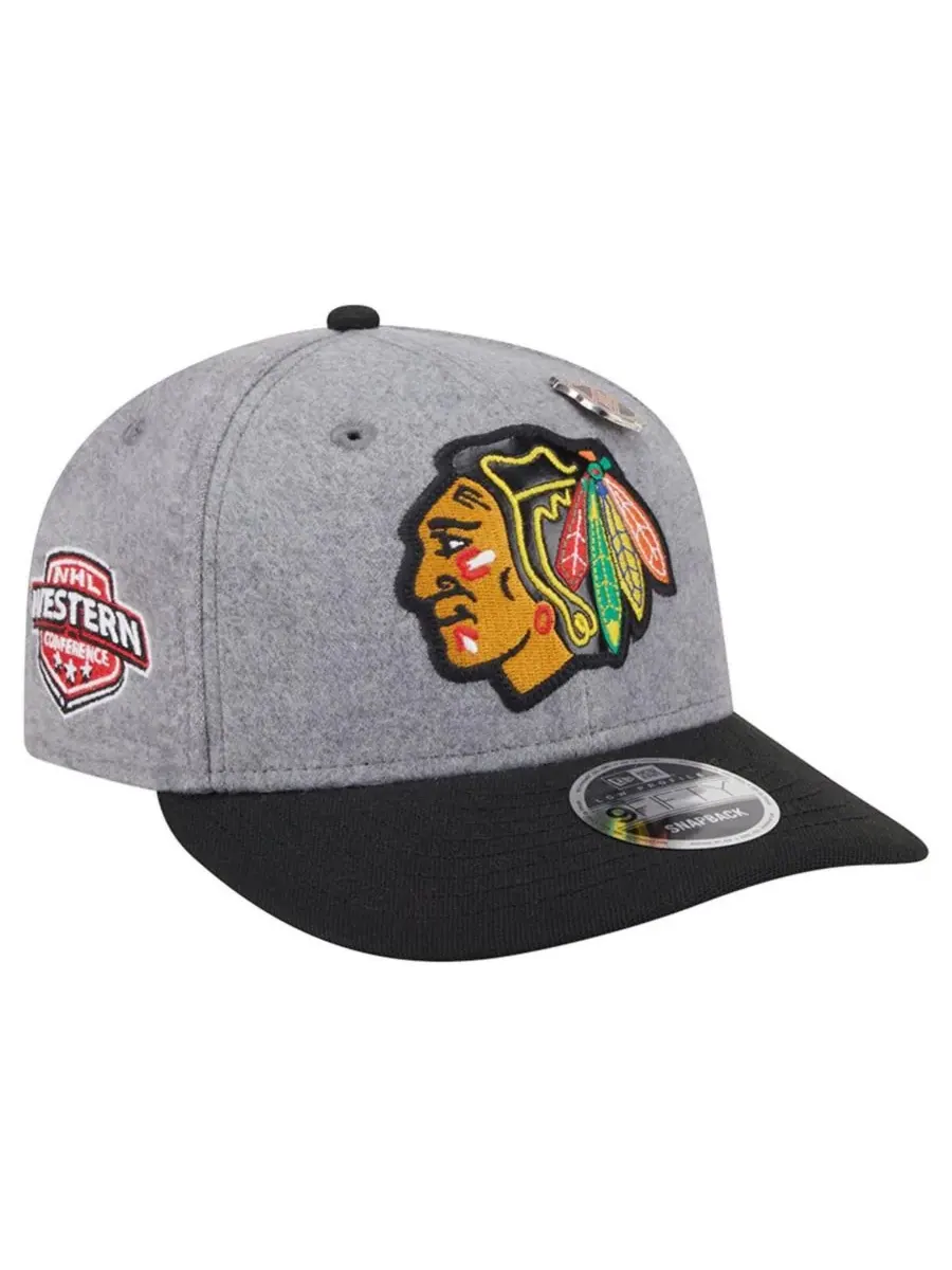 New Era Мужская серо-черная шерстяная кепка Chicago Blackhawks с низким профилем и — изображение 1 из 5, серый черный