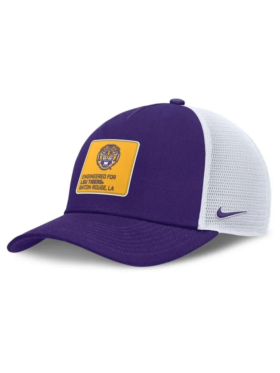 Nike Мужская регулируемая кепка-тракер LSU Tigers 2025 On-Field Rise Engineered Trucker — изображение 1 из 4