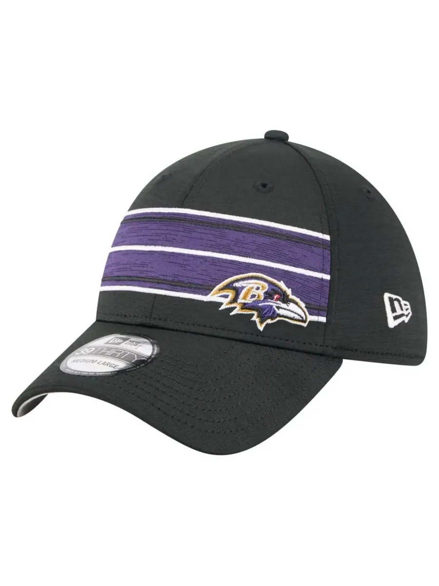 New Era Мужская черная кепка Baltimore Ravens Stripes 39THIRTY Flex Hat — изображение 1 из 4, черный