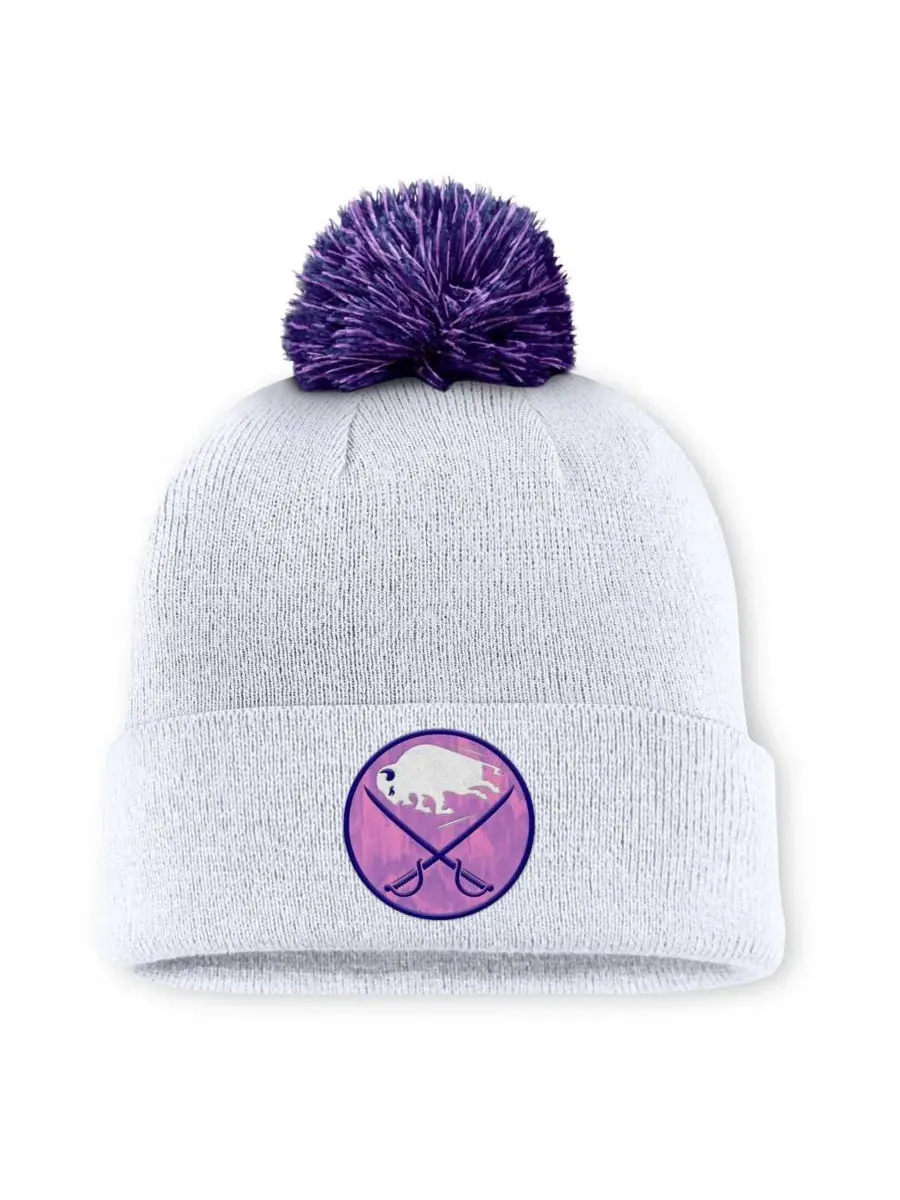 Шапка вязаная с помпоном Buffalo Sabres Authentic Pro Hockey Fights Cancer Fanatics — изображение 1 из 2, белый