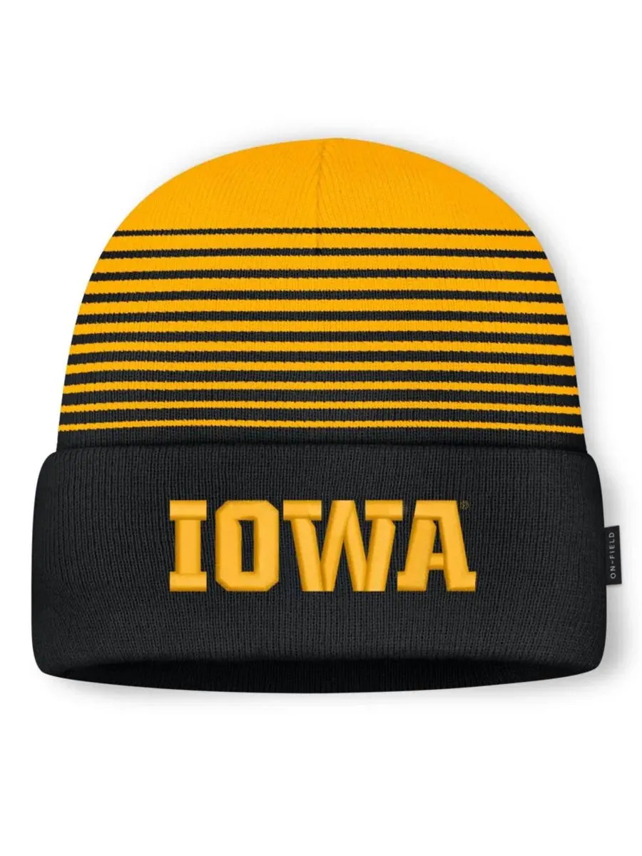 Вязаная шапка с отворотом Nike Iowa Hawkeyes — изображение 1 из 2, черный золотистый