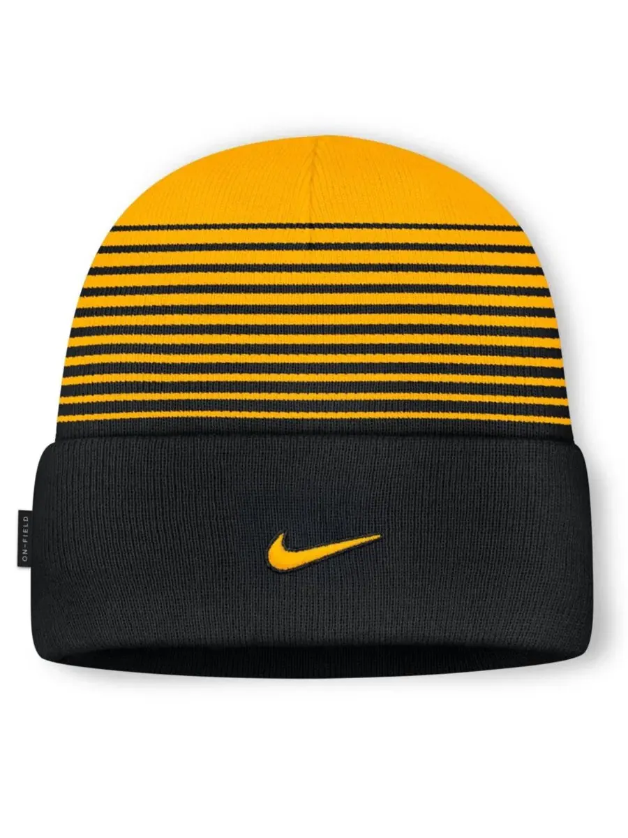 Вязаная шапка с отворотом Nike Iowa Hawkeyes — изображение 2 из 2, черный золотистый