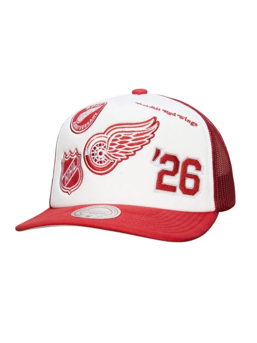 Mitchell & Ness Мужская регулируемая кепка-тракер Detroit Red Wings Gridlock белого/красного цвета — изображение 1 из 3