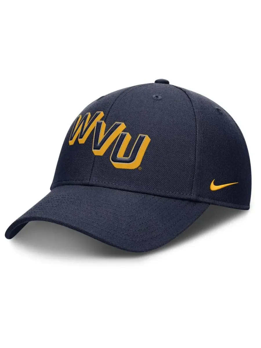 Nike Мужская темно-синяя кепка West Virginia Mountaineers Slanted Primetime Rise Performance с — изображение 1 из 4