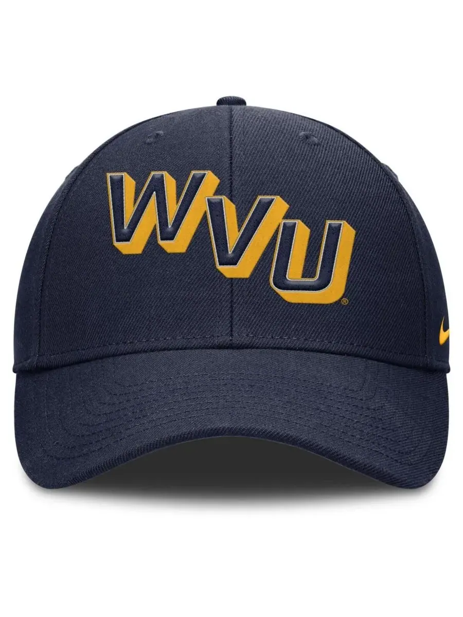 Nike Мужская темно-синяя кепка West Virginia Mountaineers Slanted Primetime Rise Performance с — изображение 2 из 4