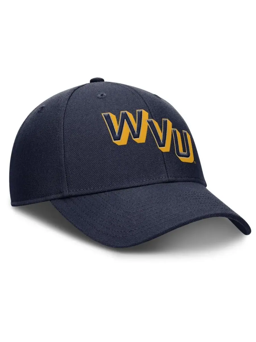 Nike Мужская темно-синяя кепка West Virginia Mountaineers Slanted Primetime Rise Performance с — изображение 3 из 4