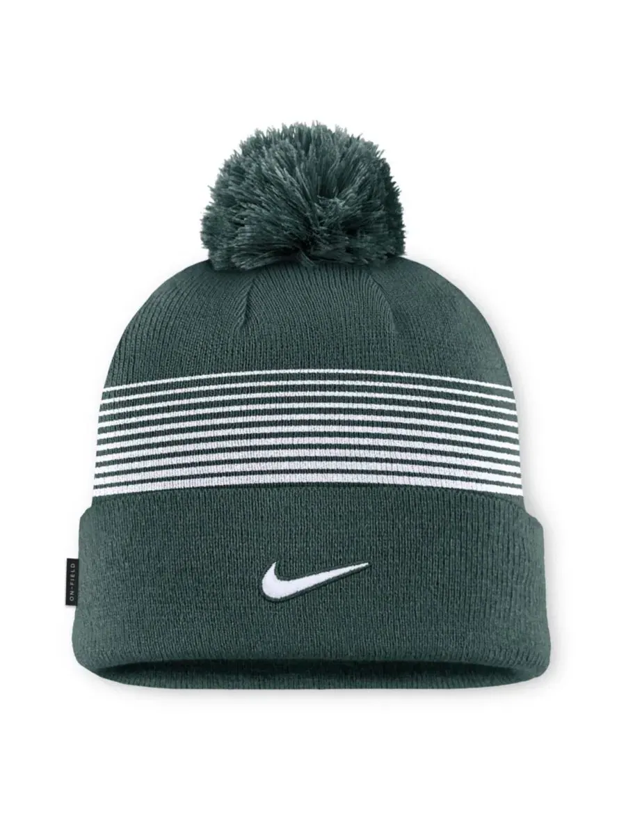 Шапка вязаная с помпоном Michigan State Spartans Nike — изображение 2 из 2, зеленый белый