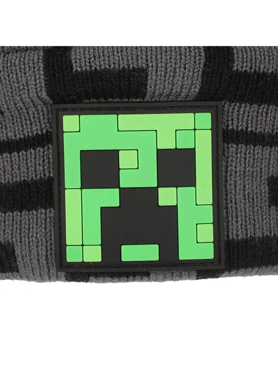 Minecraft Детский комплект SSSS Creeper Black, состоящий из вязаной шапки и перчаток — изображение 5 из 7, зеленый