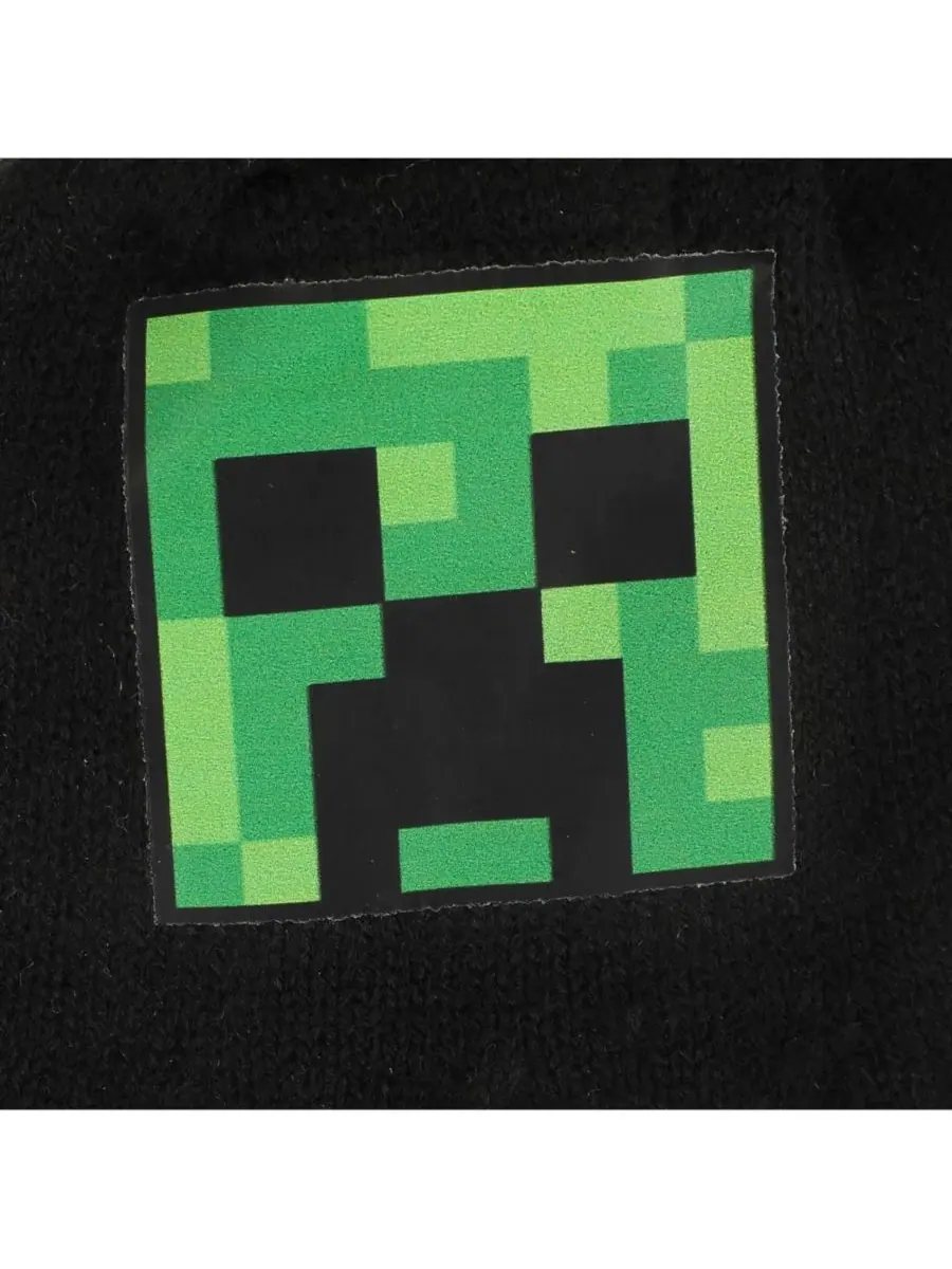 Minecraft Детский комплект SSSS Creeper Black, состоящий из вязаной шапки и перчаток — изображение 7 из 7, зеленый