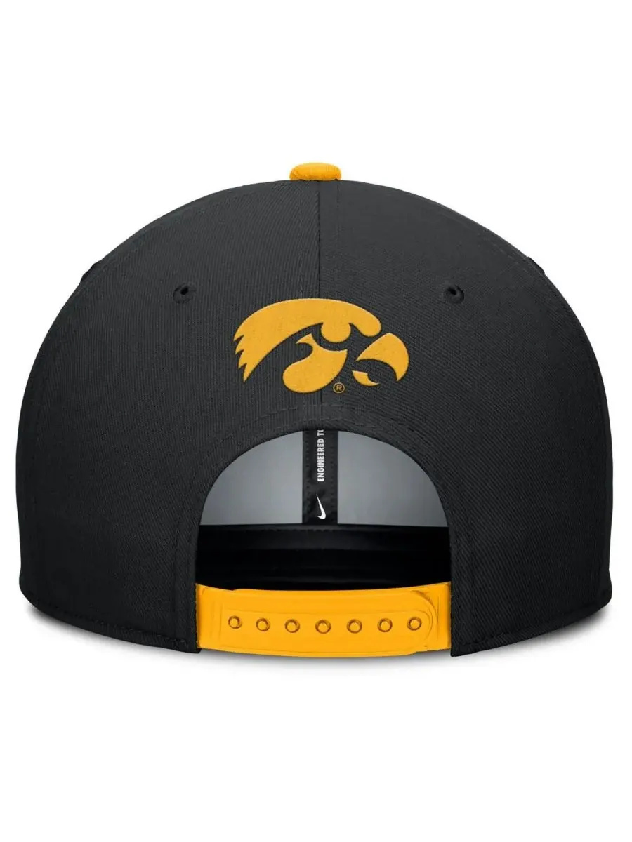 Nike Мужская черно-золотая кепка-снепбек Iowa Hawkeyes 2025 Sideline Campus Pro Local — изображение 4 из 4, черный золотистый