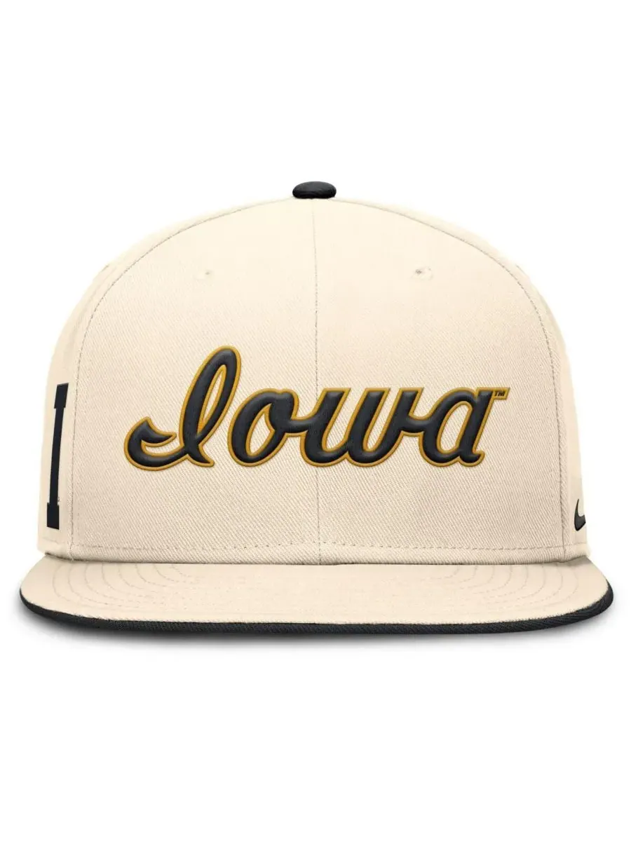Мужская бейсболка Natural Iowa Hawkeyes Primetime True Performance Fitted Hat Nike — изображение 5 из 5, прозрачный