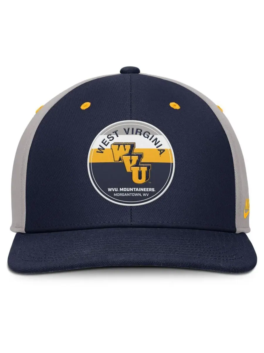 Nike Мужская бейсболка West Virginia Mountaineers Prep Pro Performance Snapback темно-синего/серого — изображение 2 из 4