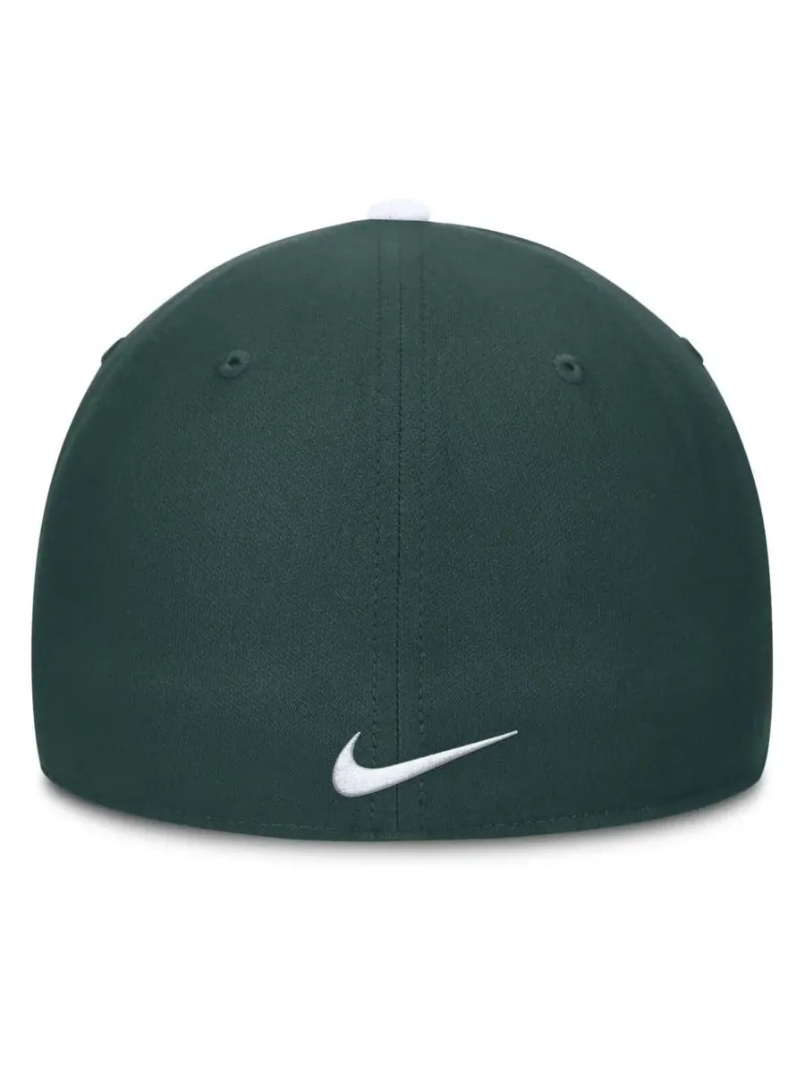 Nike Мужская бело-зеленая кепка Michigan State Spartans 2025 Sideline Rise Local Performance Flex — изображение 4 из 4