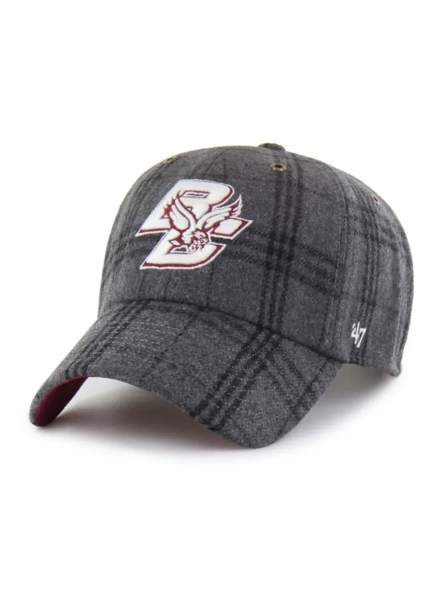 '47 Brand Мужская и женская серая регулируемая кепка Boston College Eagles в клетку «оконная рама» — изображение 1 из 2