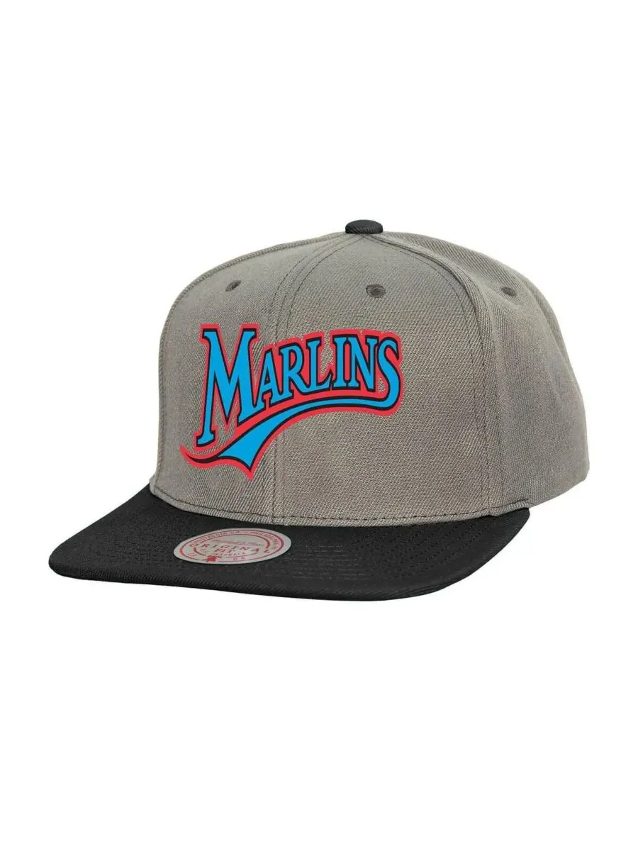 Mitchell & Ness Мужская серая бейсболка Florida Marlins Cooperstown Collection Basic Flip Snapback — изображение 1 из 2