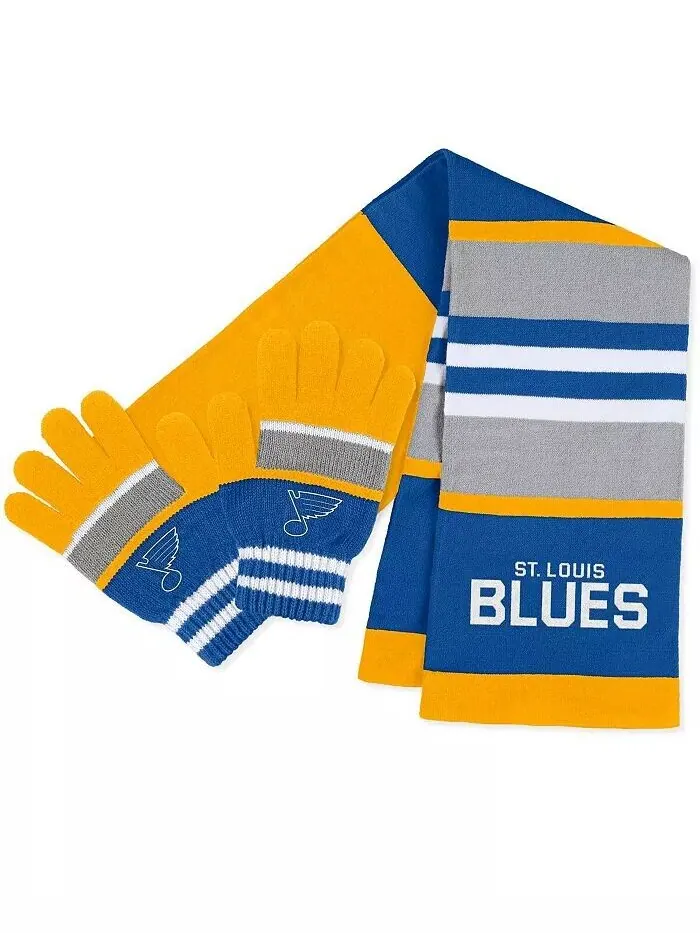 Женский комплект из перчаток и шарфа в полоску St. Louis Blues Wear By Erin Andrews