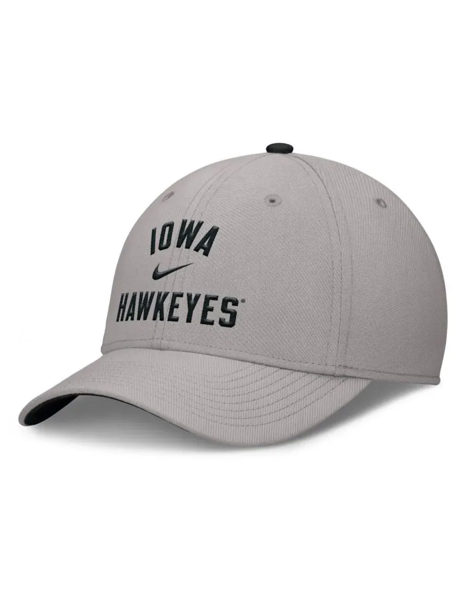 Nike Мужская серая бейсболка Iowa Hawkeyes Rise Prep Performance Flex Hat — изображение 1 из 4, серый