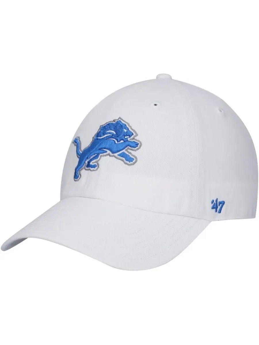 '47 Brand Мужская белая регулируемая бейсболка Detroit Lions Clean Up — изображение 1 из 4, белый