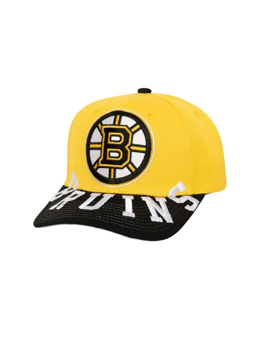 Mitchell & Ness Мужская золотисто-черная бейсболка Boston Bruins Under Arch Two-Tone Pro Crown — изображение 1 из 3