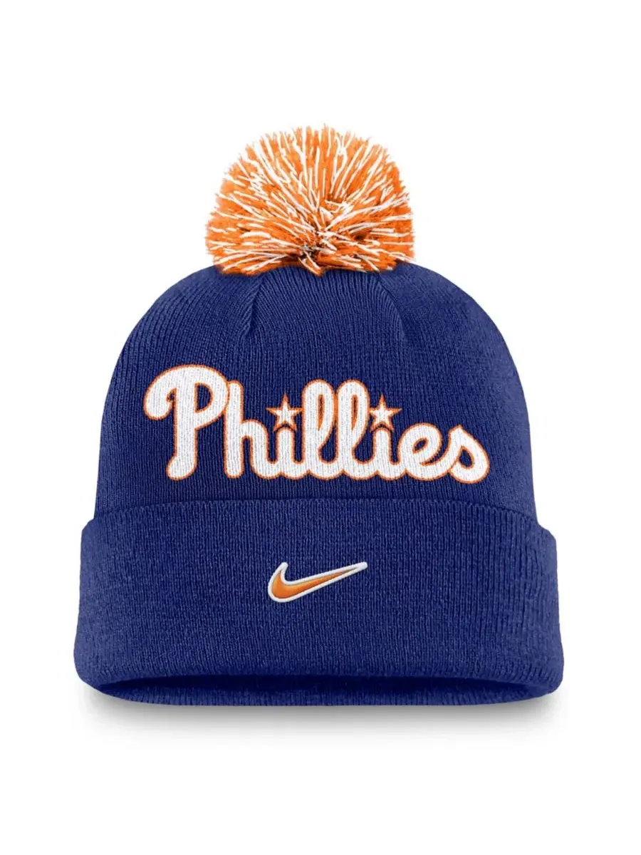 Шапка с помпоном и отворотом Philadelphia Phillies Nike — изображение 2 из 2, королевский