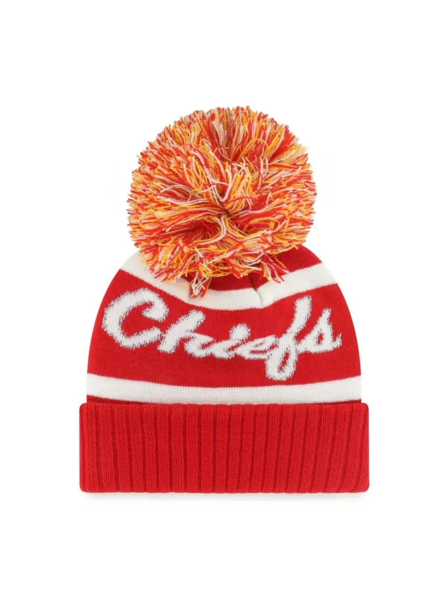 '47 Brand Женская красная вязаная шапка с отворотом и помпоном с символикой Kansas City Chiefs — изображение 2 из 2, красный