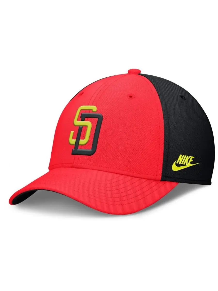 Nike Мужская кепка San Diego Padres Neon 90s Rise Swoosh Flex — изображение 1 из 5, черный