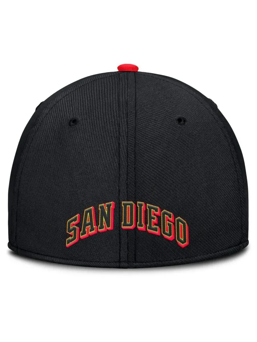 Nike Мужская кепка San Diego Padres Neon 90s Rise Swoosh Flex — изображение 3 из 5, черный