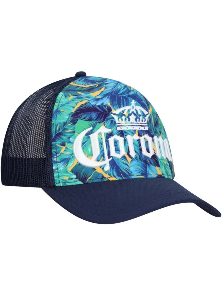 Lids Мужская регулируемая кепка-тракер Corona A-Frame Floral темно-синего цвета с цветочным принтом — изображение 3 из 4