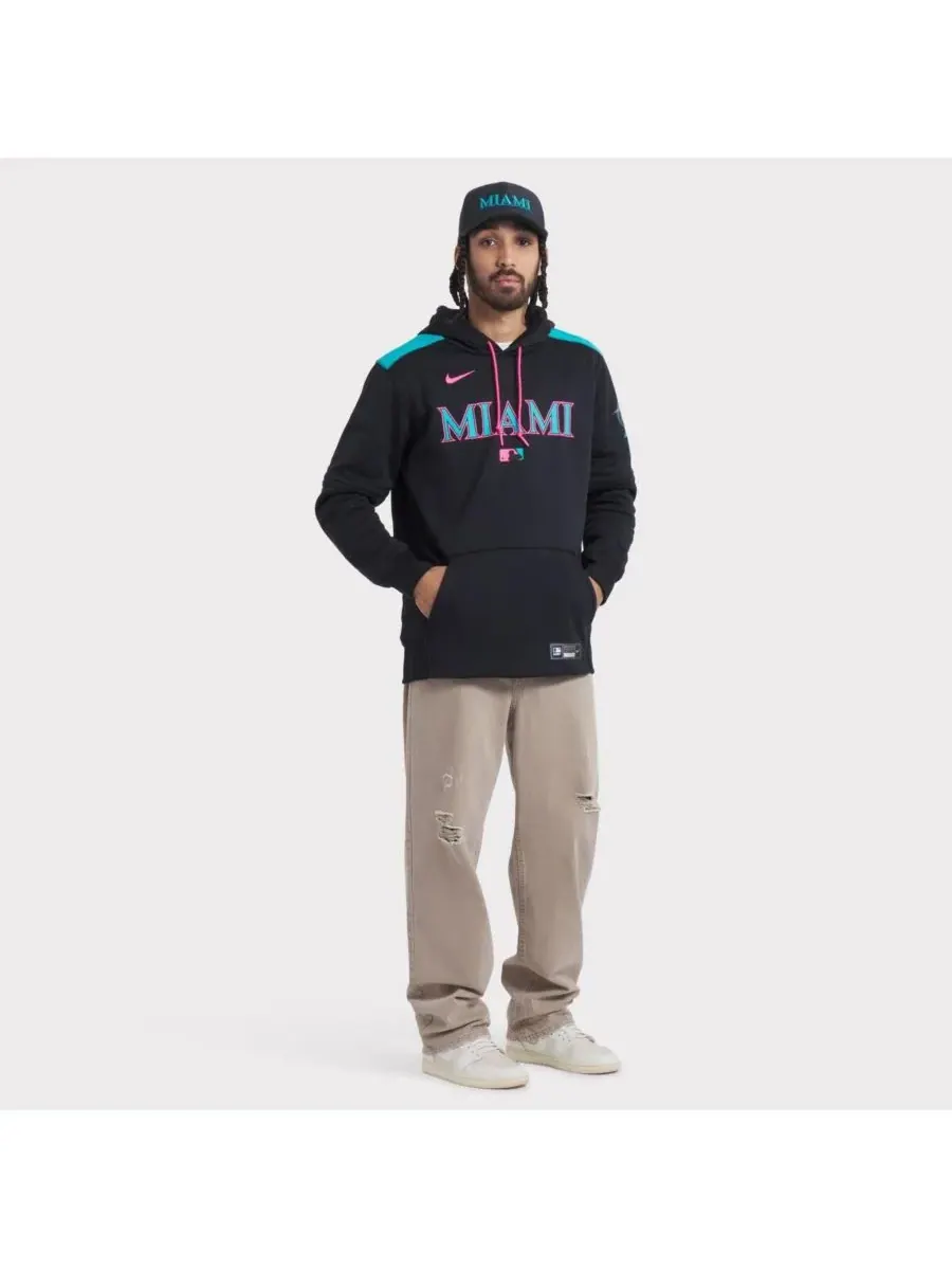 Nike Мужская черная бейсболка Miami Marlins 2025 City Connect Performance Swoosh Flex Hat — изображение 2 из 5, черный