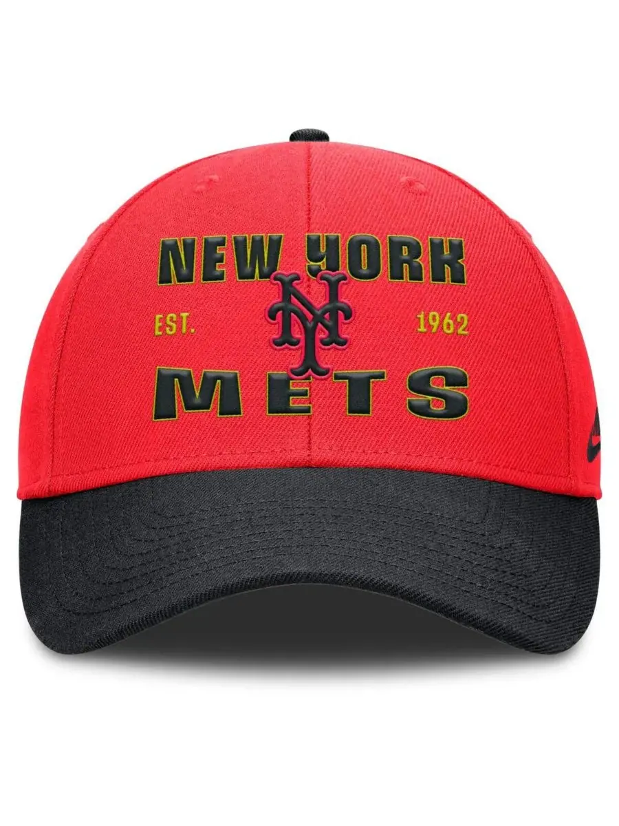 Nike Мужская кепка New York Mets Neon 90s Rise Adjustable малиново-черного цвета — изображение 2 из 4, черный