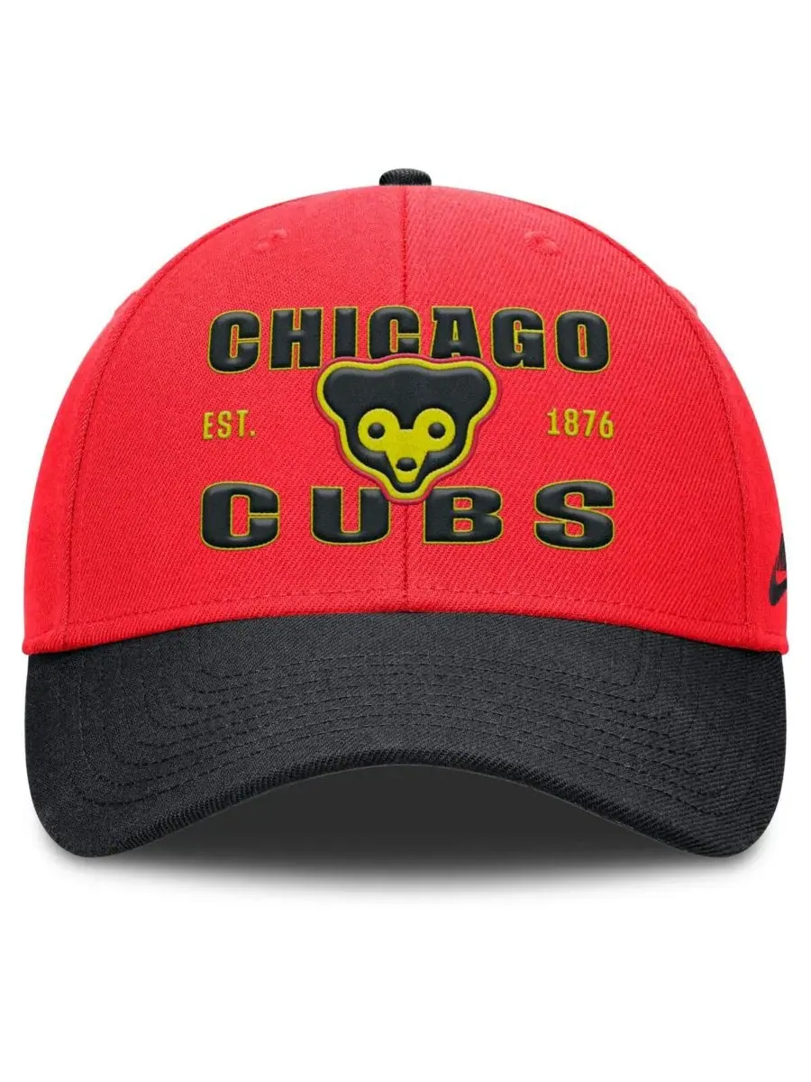 Nike Мужская кепка Chicago Cubs в красно-черном цвете с регулируемой высотой, в стиле 90-х — изображение 2 из 4, черный