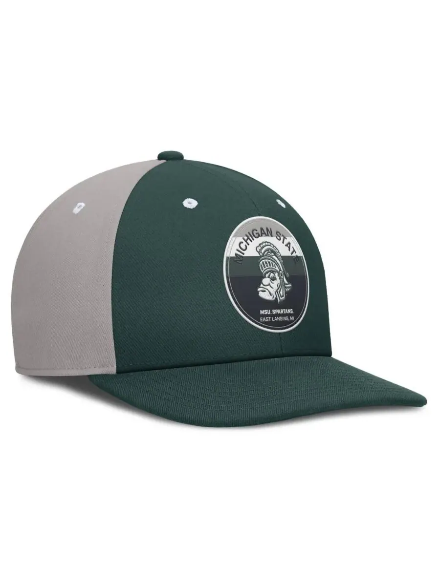 Nike Мужская зелено-серая бейсболка Michigan State Spartans Prep Pro Performance Snapback — изображение 3 из 4, зеленый серый